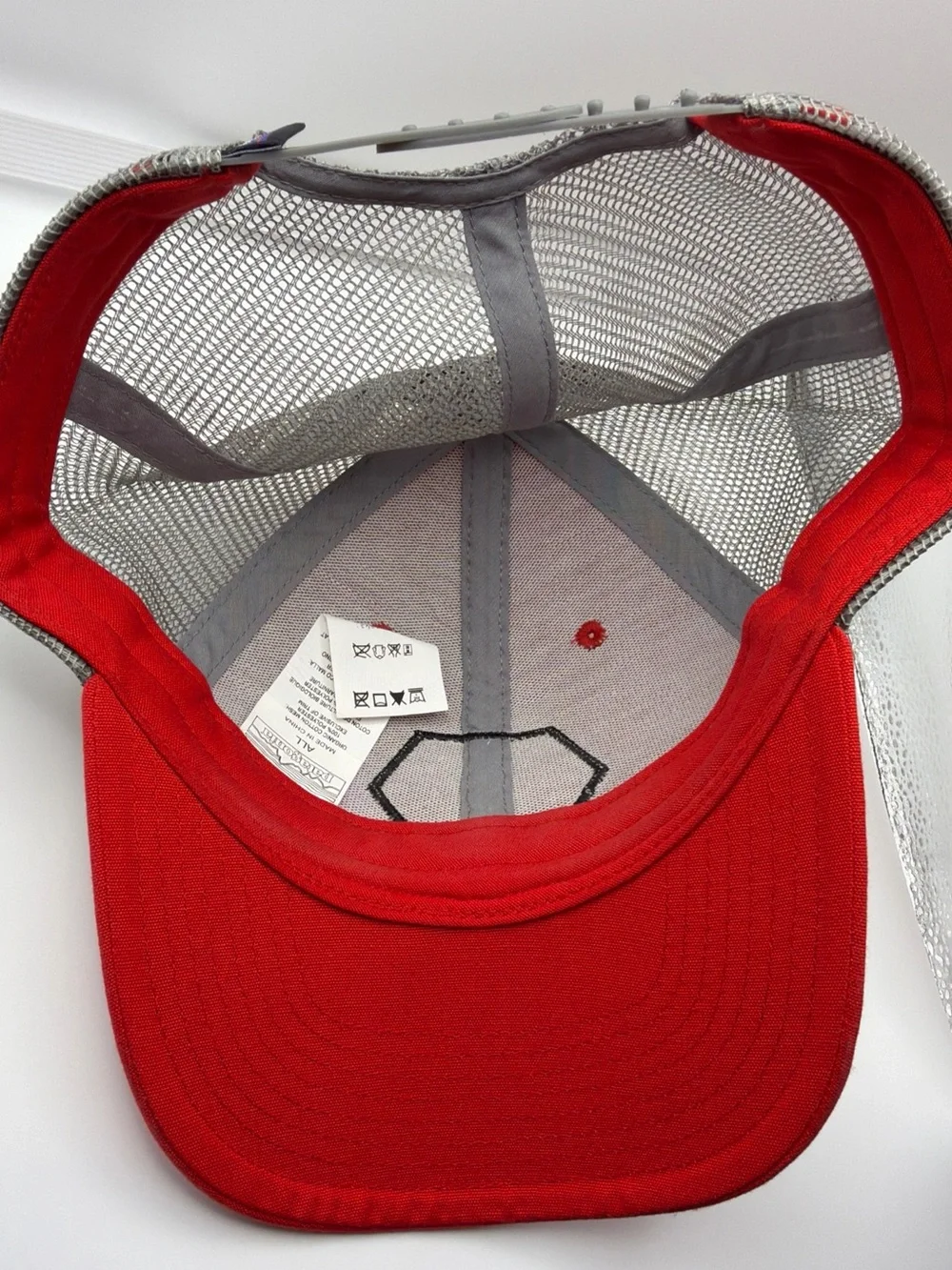 Patagonia Red Front with Gray Mesh Patch Trucker Hat